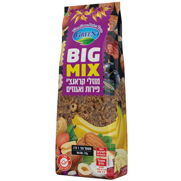 מוזלי קראנצ`י ביג מיקס גרין (1 קג) - מידע תזונתי