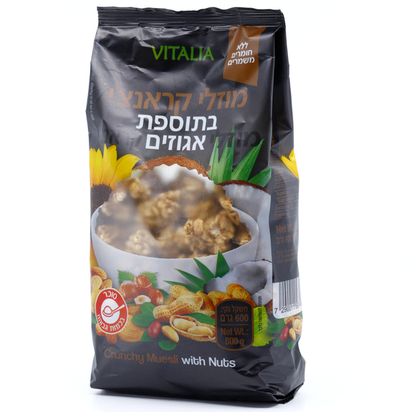 קראנצ`י+ אגוז 600 גר` מוזלי תומר - מידע תזונתי