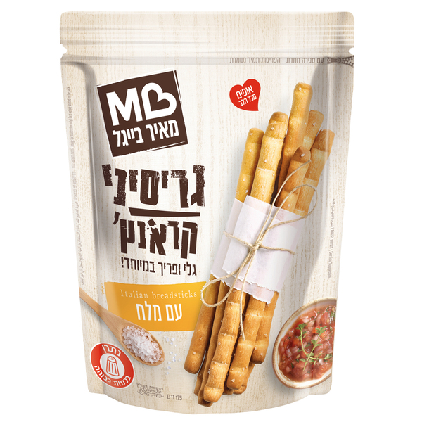 מקלות גריסני קראנץ מלח 175 גר` מאיר בייג - מידע תזונתי