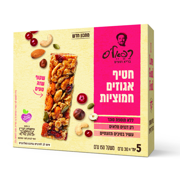 חטיף אגוזים רפאלס וחמוציות בדצ 150 גר *12יח