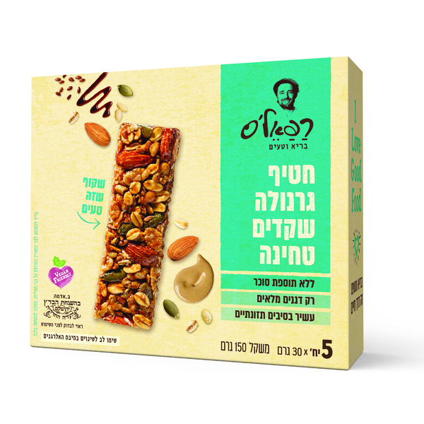 חטיף גרנולה רפאלס שקדים וטחינה בדצ 150 גר *12יח