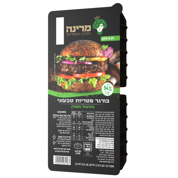 בורגר פטריות טבעוני 260 גר` - מידע תזונתי