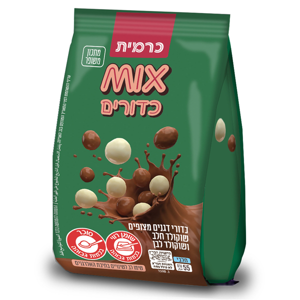 אגו מיקס כרמית כדורים שוקולד חלב ולבן 55 גרם