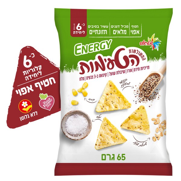 משולשות קינואה ומלח ים 65 גר` עלית - מידע תזונתי