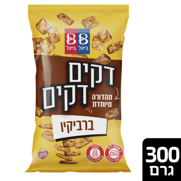 בייגלה דקים דקים טעם ברבקיו 300 גר` - מידע תזונתי