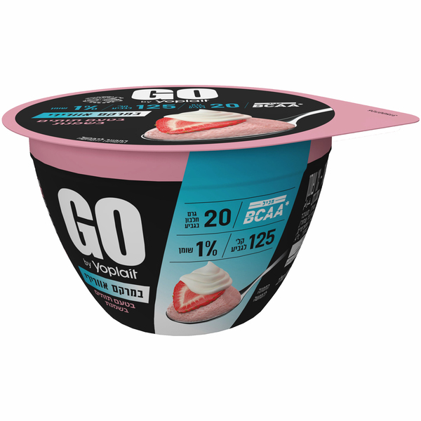 יוגורט יופלה GO במרקם אוורירי בטעם תותים בשמנת 1% שומן