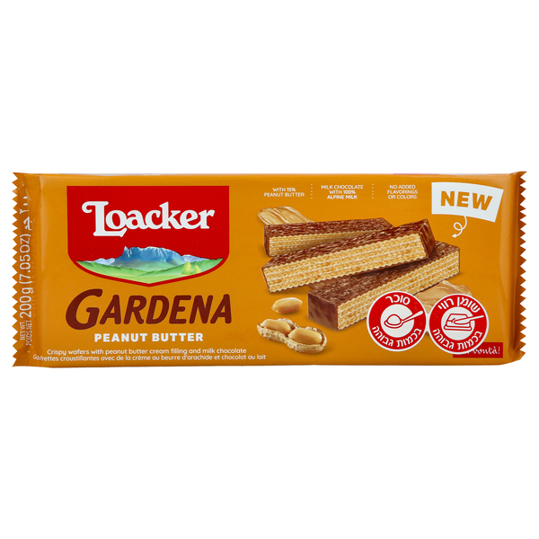 וופל לואקר גרדנה חמאת בוטנים 200 גר` - מידע תזונתי