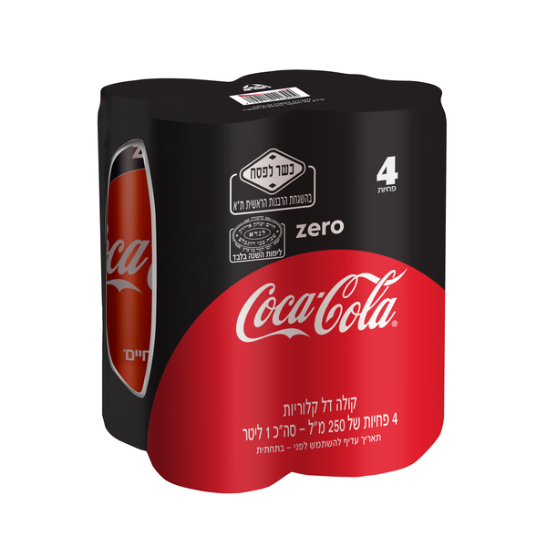 מארז רביעיית פחיות קוקה קולה זירו 250מ