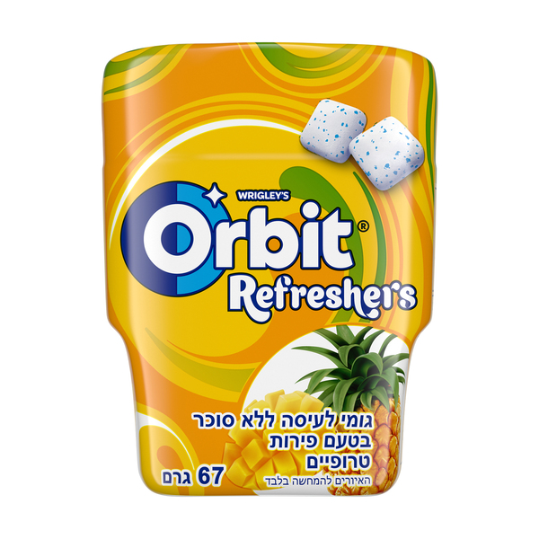 מסטיק אורביט רפרשרס בטעם פירות טרופיים ללא סוכר