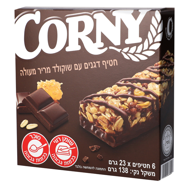 חטיף דגנים שוקולד מריר קורני 138 גרם - מידע תזונתי