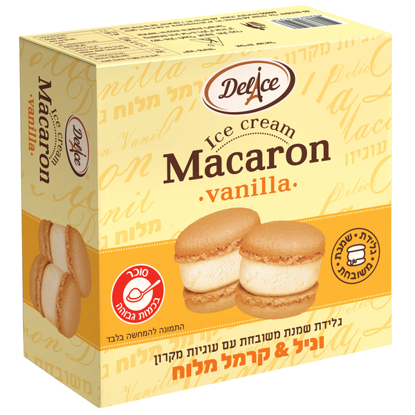 גלידת שמנת משובחת MACARON וניל & קרמל מלוח 240 גרם