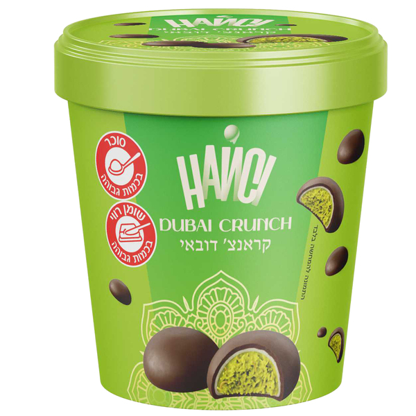 קינוח DUBAI CRUNCH פיסטוק קדאיף בשוקולד פיינט 240 גרם