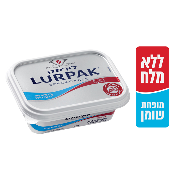 ממרח לורפק ללא מלח מופחת שומן 250 גרם - מידע תזונתי