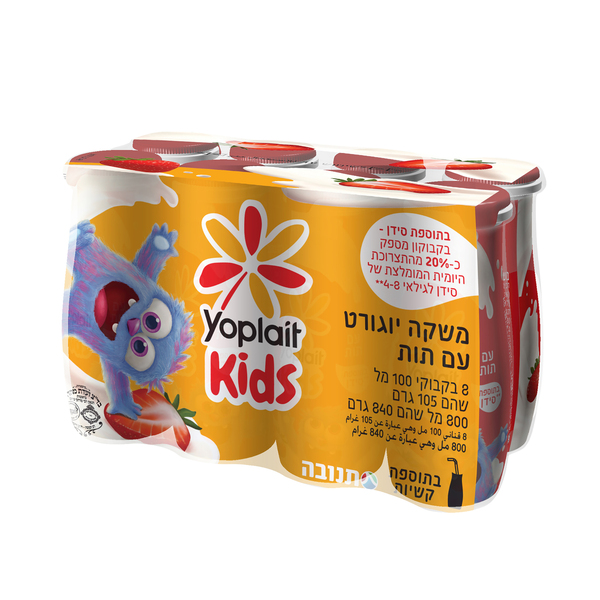 שמיניית יופלה שטוזים משקה יוגורט תות 100 מ"ל