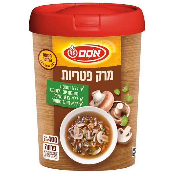 אבקת מרק פטריות אסם רכיבים טבעיים 400ג'