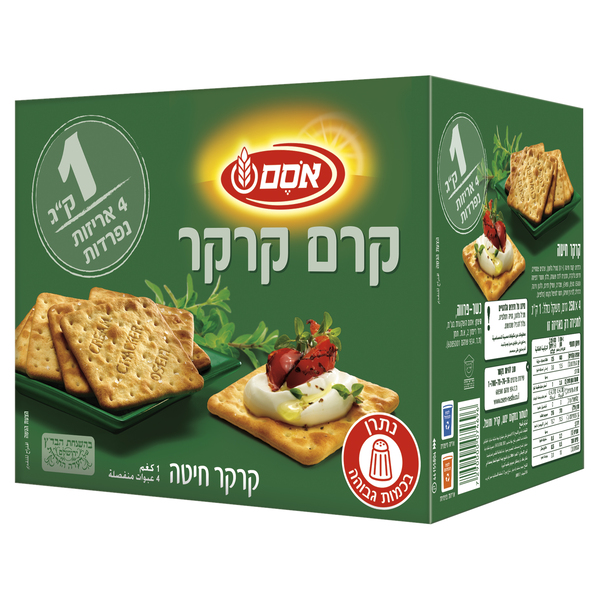 אסם קרם קרקר 4*1קג חדש