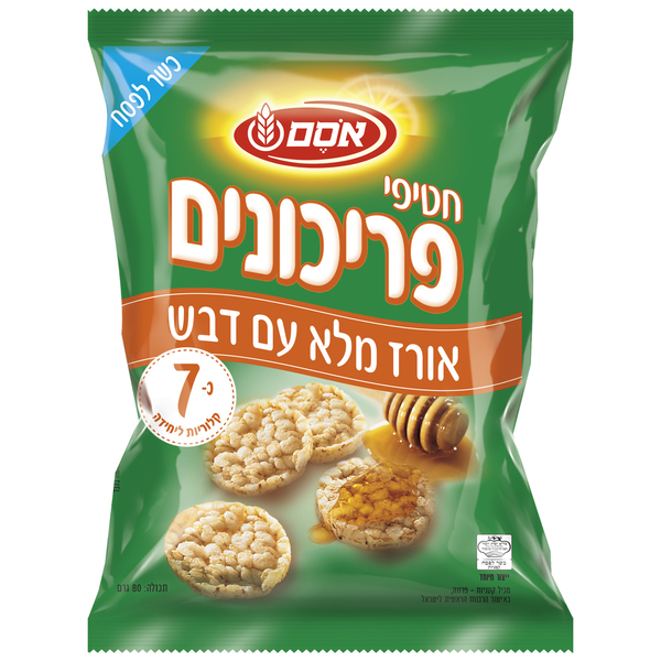 אוסם - חטיפי פריכונים מאורז מלא בטעם דבש 80 גרם