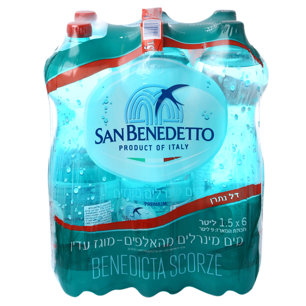 שישיית מים מינרליים מוגזים סן בנדטו 1.5 ליטר