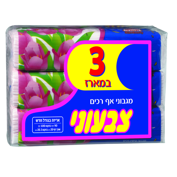 ממחטות טישו צבעוני 2 שכבות לילי מארז 100X3יח'