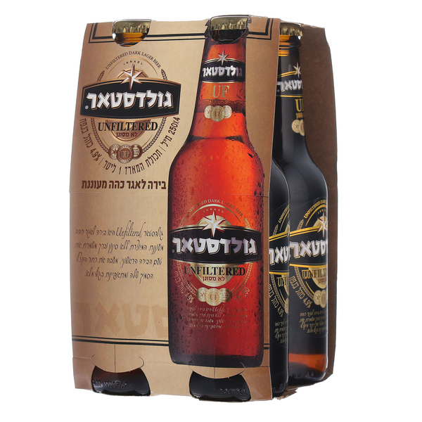 גולסטאר ח"פ בירה גולדסטאר אנפילטרד בקבוק ל רבעיה, רביעיה 4 * 250 מ"ל