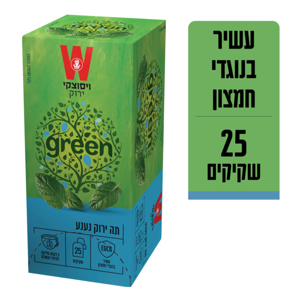 תה ירוק נענע 25 שקיקים 1.5 גרם - מידע תזונתי