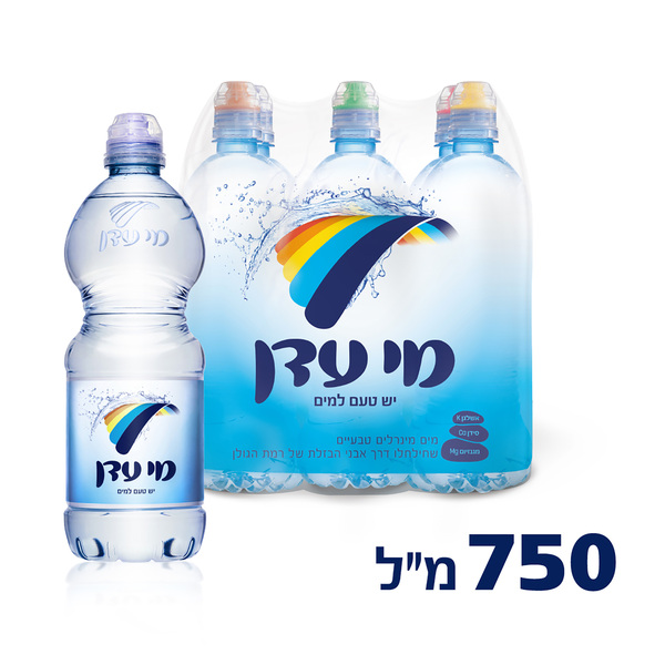שישיית מים מינרליים מי עדן פקק ספורט 750 מ"ל
