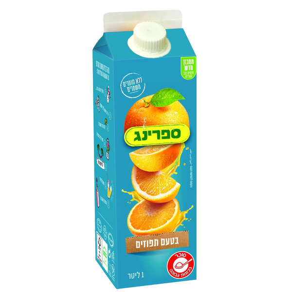 נקטר ספרינג תפוזים קרטונית 1 ל'