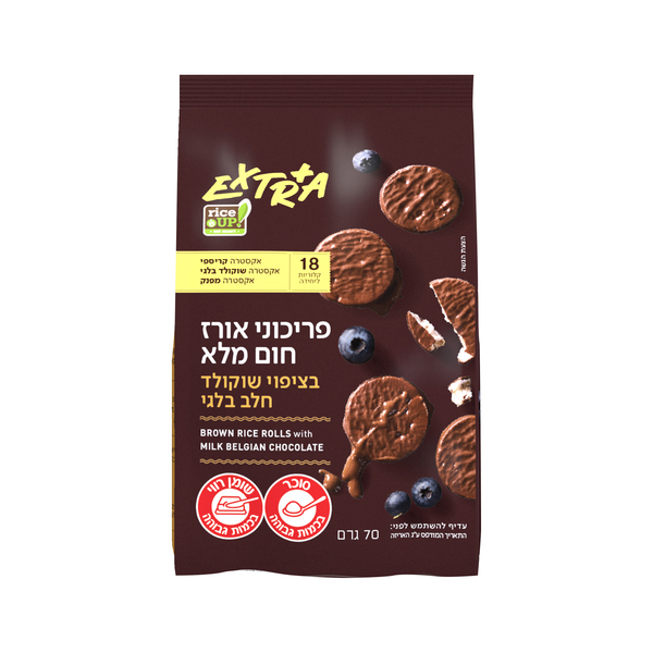 פריכוני אורז בציפוי שוקולד חלב בלגי אקסט - מידע תזונתי