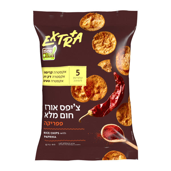 צ'יפס אורז חום מלא פפריקה אקסטרה 60 גרם - מידע תזונתי