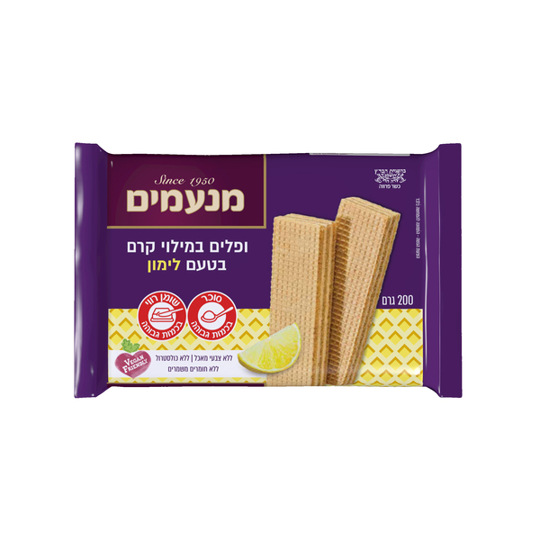 ופל לימון מנעמים 200 גרם - מידע תזונתי