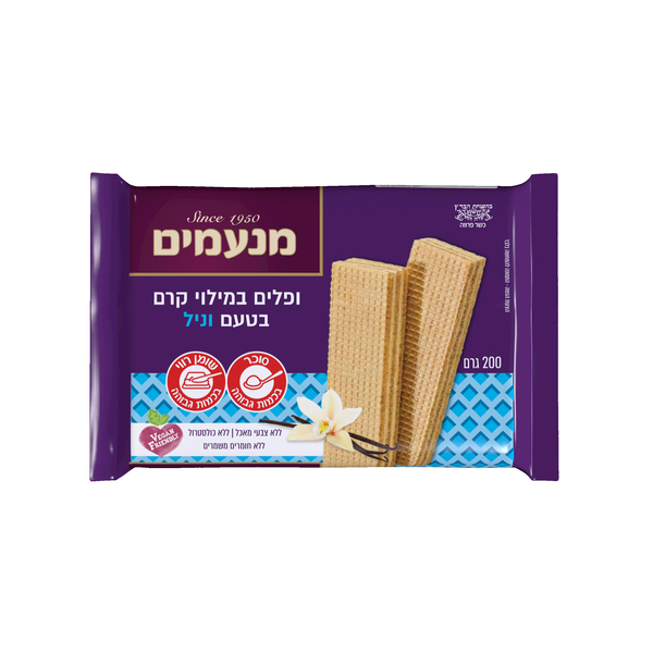 ופל וניל מנעמים 200 גרם - מידע תזונתי
