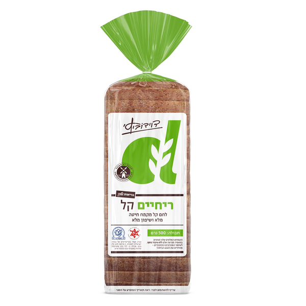 לחם ריחיים מלא דוידוביץ 500 גרם - מידע תזונתי