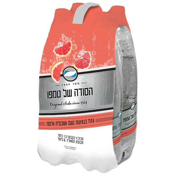 סודה בנגיעות אשכולית אדומה טמפו  4*1.5 ל - מידע תזונתי