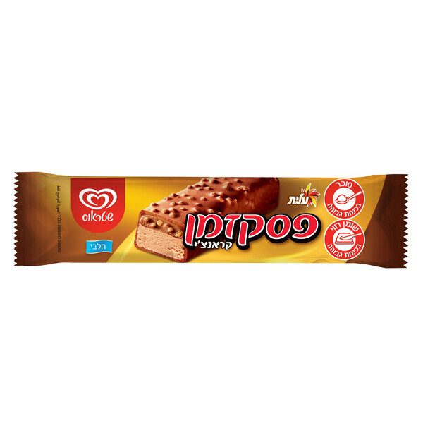 חטיף גלידה שמנת בטעם נוגה עם קרם שוקולד