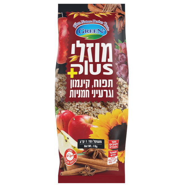 מיזלי קראנצ' תפוח קינמון גרין 1 ק"ג - מידע תזונתי