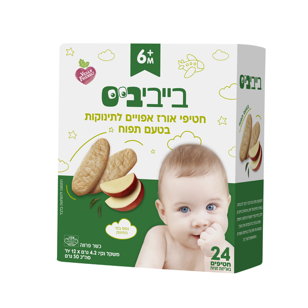 חטיפי אורז אפויים לתינוקות בטעם תפוח +6