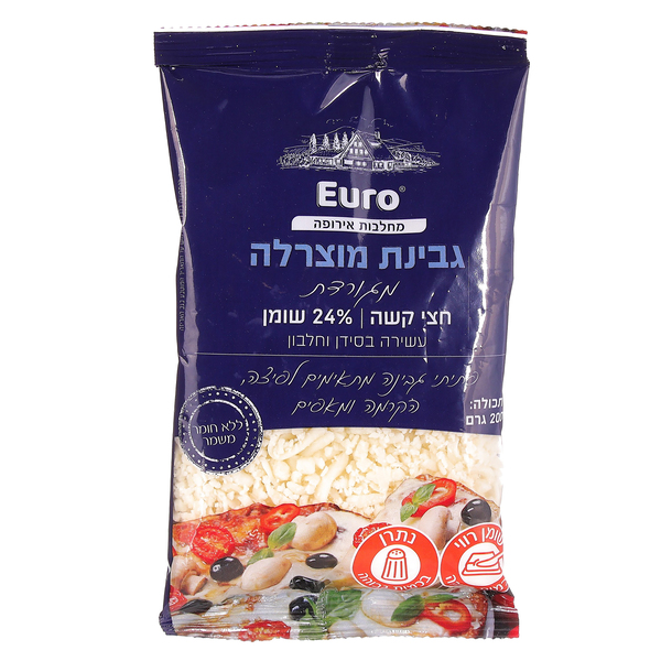גבינת מוצרלה מגורדתEURO CHEESE ויליפוד 200 גרם