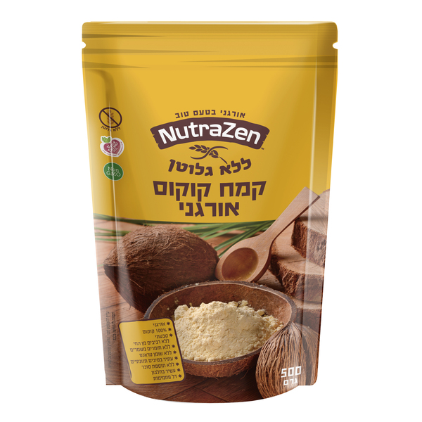 נוטרה זן קמח קוקוס אורגני ללא גלוטן 500 - מידע תזונתי