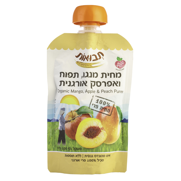 מחית מנגו תפוח ואפרסק אורגני 100 גרם יצרן/מותג: תבואות