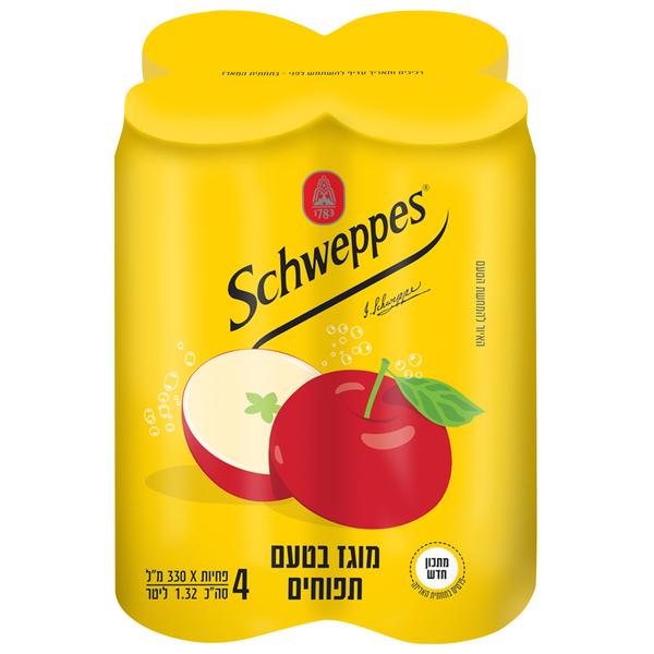 שוויפס מוגז פירות תפוח מארז רביעייה* 330 מ"ל
