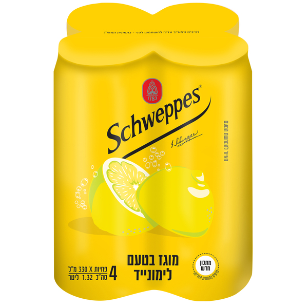 רביעיית פחיות שוופס מוגז פירות למונייד 330 מ"ל