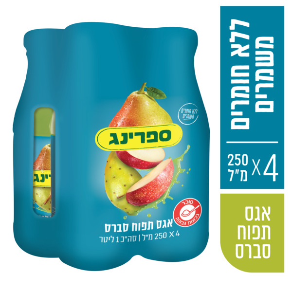 רביעיית משקה אגס סברס תפוח 250 מ"ל ספרינג