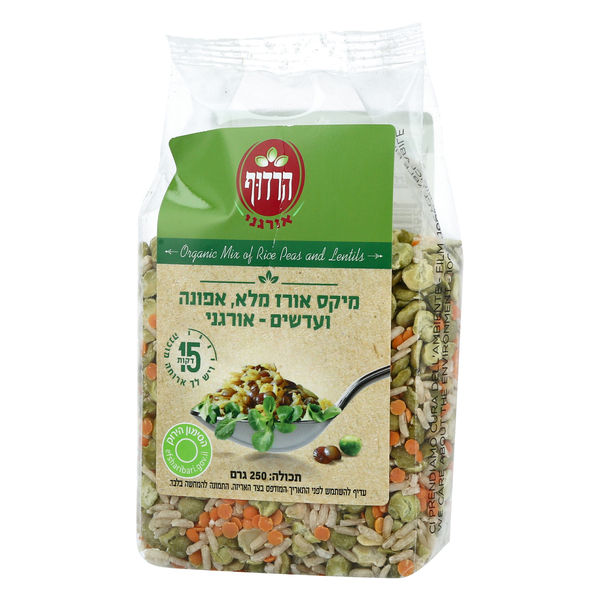 מיקס אורז מלא אפונה ועדשים אורגני 250 גר - מידע תזונתי