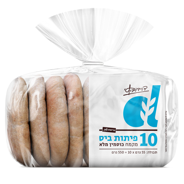 10 מיני פיתות כוסמין דוידוביץ 500 גרם - מידע תזונתי
