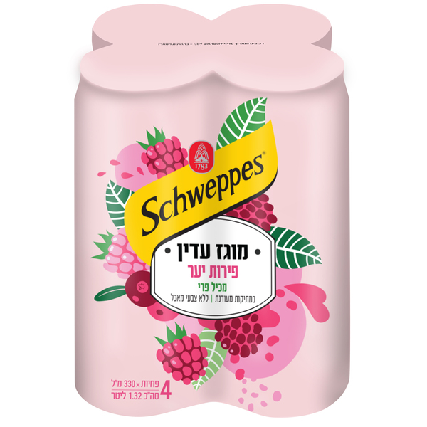 רביעיית פחיות שוופס מוגז עדין פירות יער 330 מ"ל