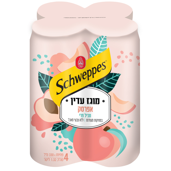 שוויפס מוגז עדין אפרסק מארז רביעייה* 330 מ"ל