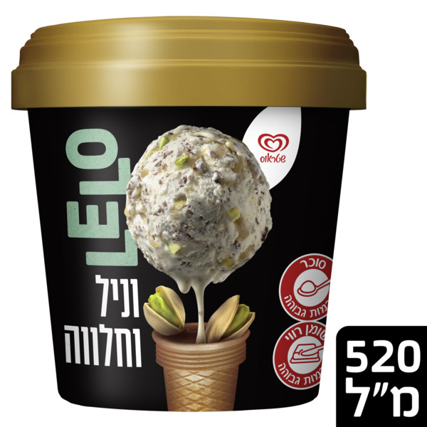 LELO גלידה בטעמי וניל וחלווה 520 מ"ל - מידע תזונתי