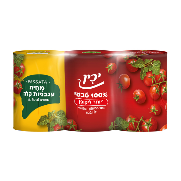 מחית עגבניות טבעית יכין 3*400 גרם - מידע תזונתי