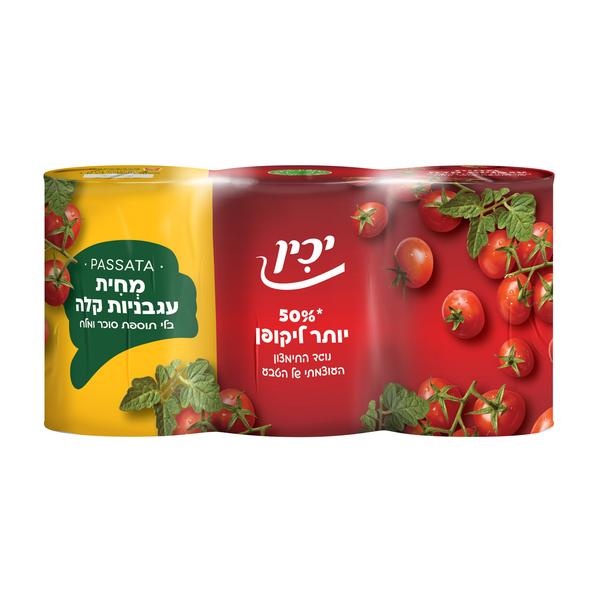 פולפה מחית עגבניות טבעית 3*400 גרם יכין