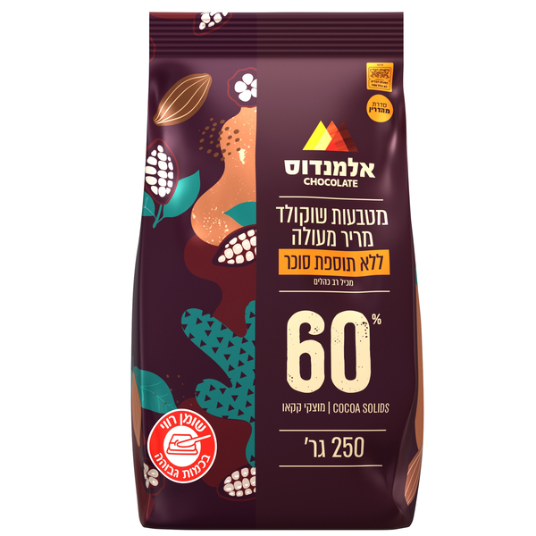 שוקולד מריר 60% ללא תוספת סוכר